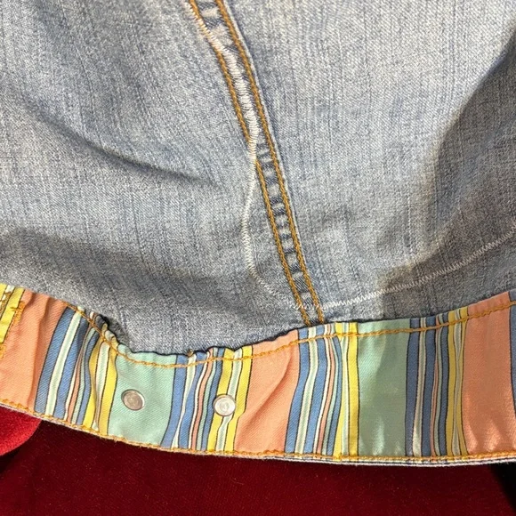 Refashioned Post Modern Artistic Face Denim Jacket - Picture 6 of 7